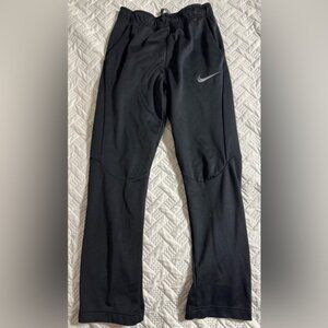 Nike XL Black Polyester Activewear Track Pants Straight Leg Drawstring Waist Boy